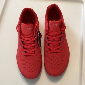 Skechers Red Women's Lace-Up Athletic Sneakers